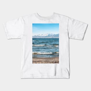 Winter Okanagan Lake and Mountains View Kids T-Shirt